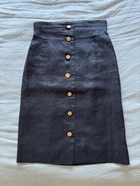 4/$20 - Vintage 49 AV Junko Shimada Linen Blend Knee Skirt (size 9 or 2P)